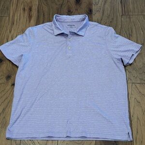 Untuckit Men’s Fernandez Short Sleeve Purple White Striped‎ Polo Shirt XL